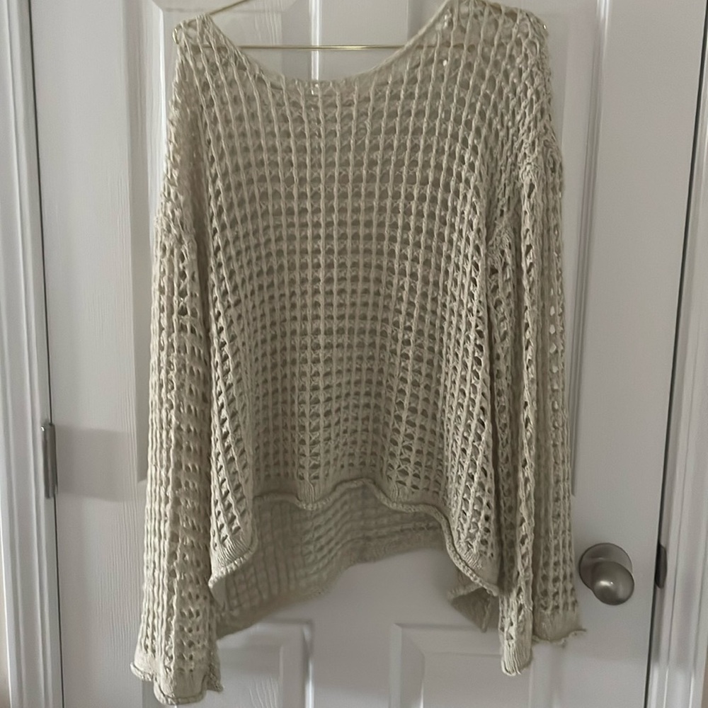 POL Open Knit Crochet Sweater in Natural Size M